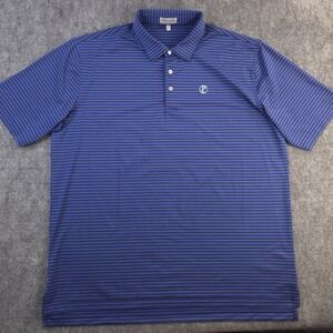 Peter Millar Summer Comfort Polo 2XL Blue Black Striped Performance Stretch Golf